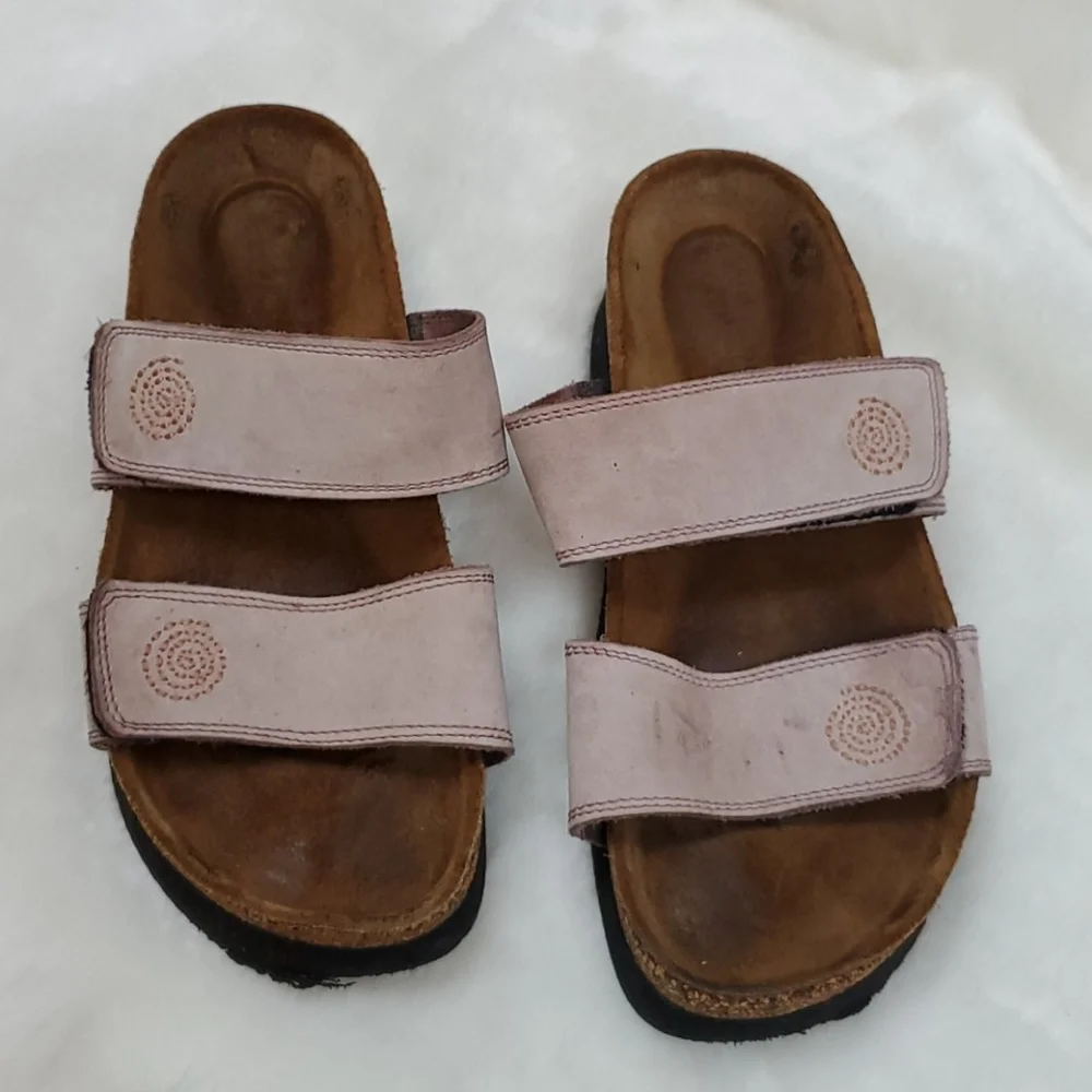 Naot Pink Double-Strap Leather Sandals